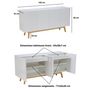 Voir la diapositive 8 : Bahut scandinave SNOW blanc, 4 portes 2 tiroirs L160cm