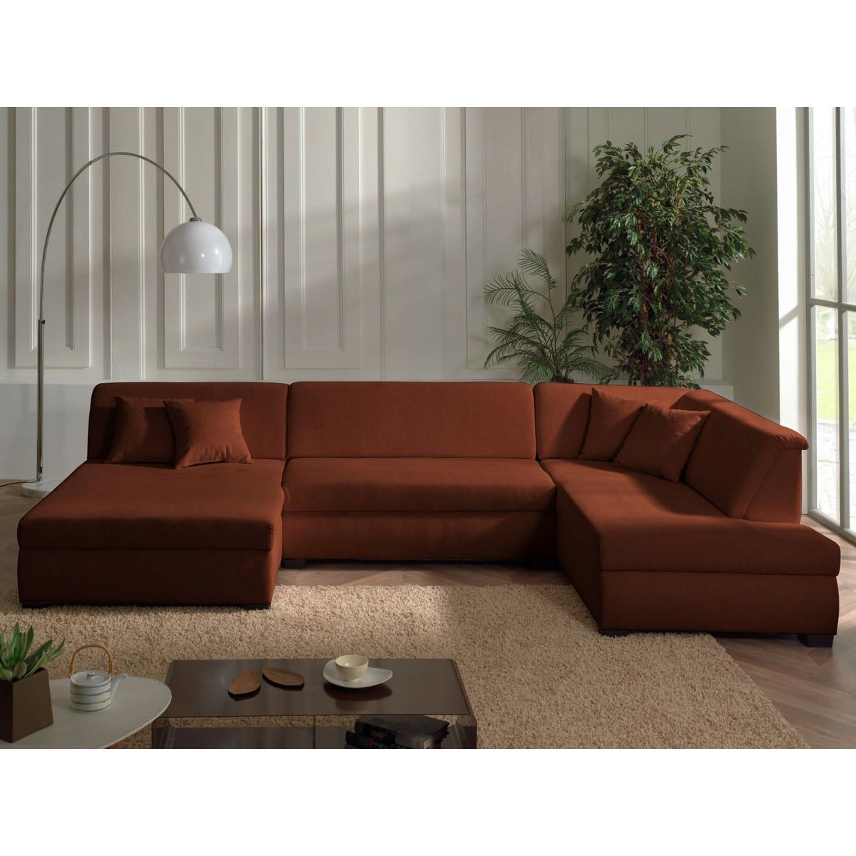 LISA DESIGN Malcom - canapé panoramique d'angle droit - en velours côtelé