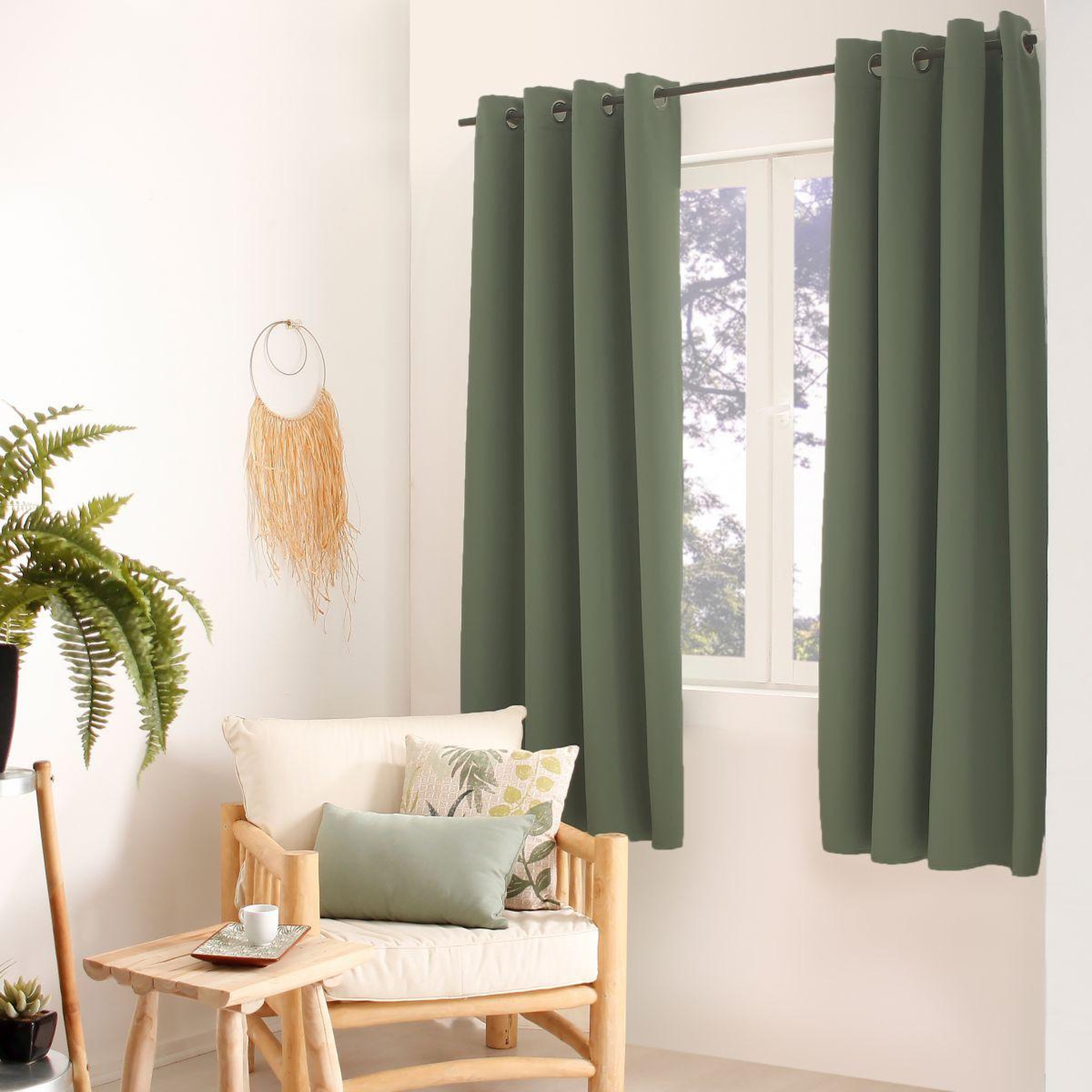 ENJOY HOME Rideau thermique occultant  glacier  135x180cm vert gris