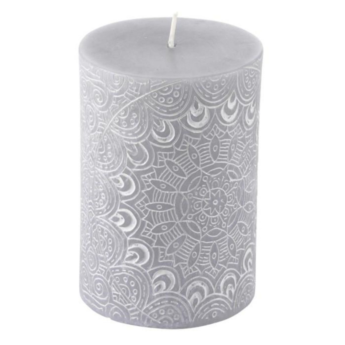 Paris Prix Bougie Pilier Mandala  Graphic Ethnic  10cm Gris Clair