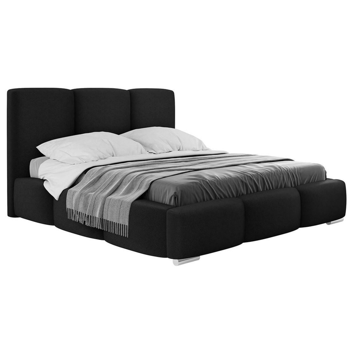 BEST MOBILIER Noa - lit coffre - 160x200 cm - en velours - sommier inclus