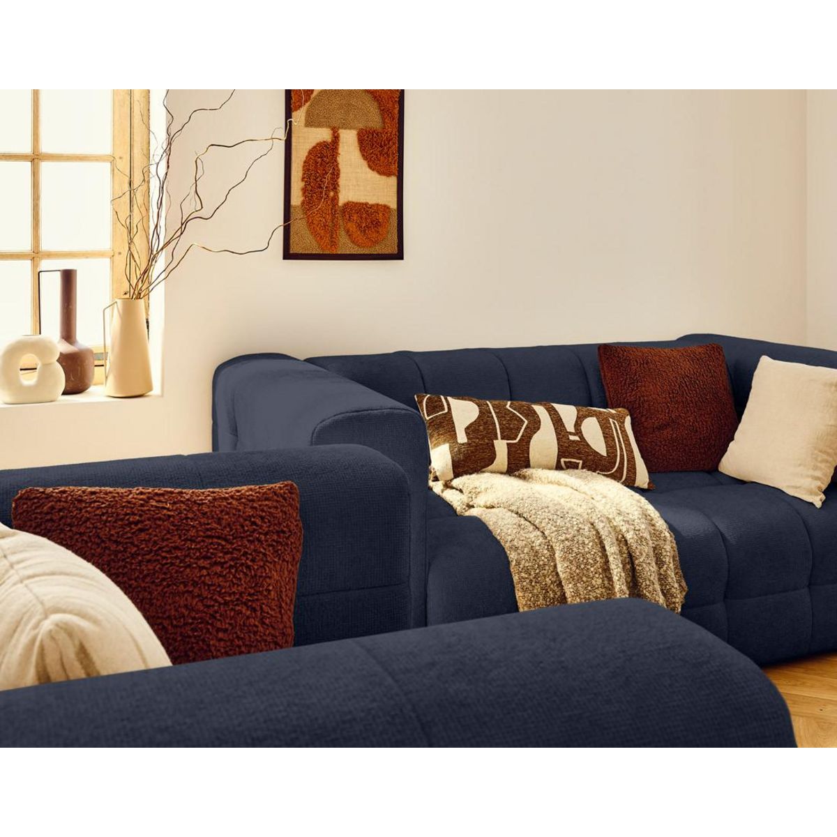 LISA DESIGN Suzano - canapé droit 2 places en tissu texturé