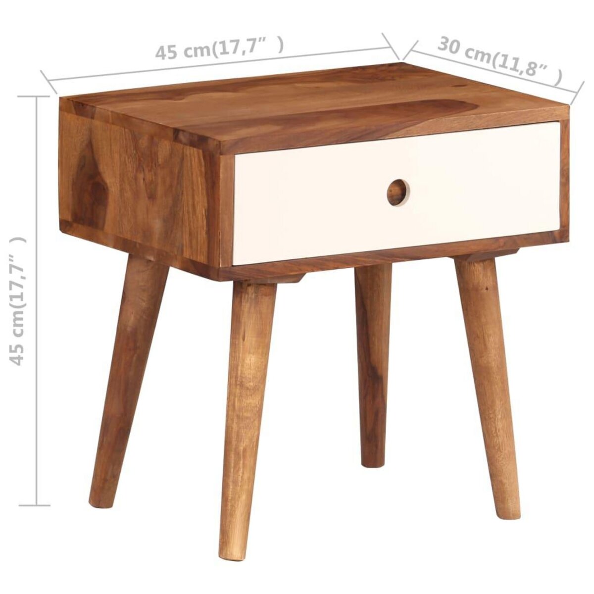 VIDAXL Table de chevet Bois massif de Sesham 45 x 30 x 45 cm