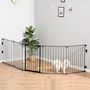 Voir la diapositive 4 : PAWHUT Barrière de sécurité parc enclos chien modulable pliable porte verrouillable intégrée 5 panneaux en métal 300L max. x 74,5H cm métal PP noir