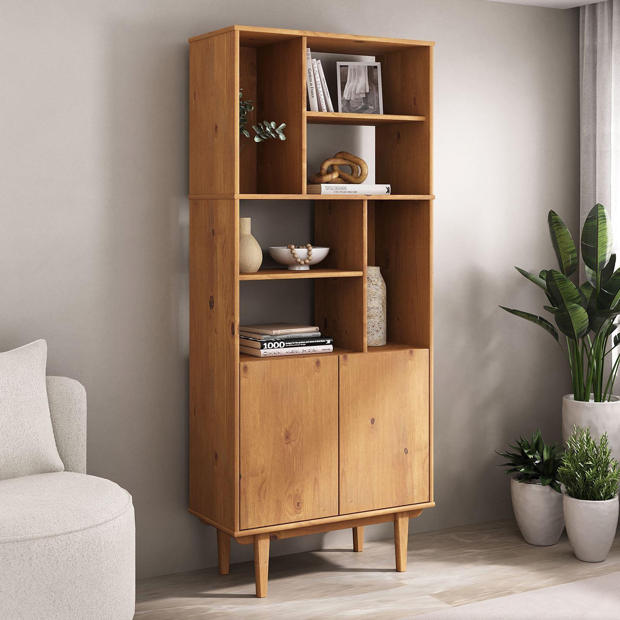 Voir la diapositive 3 : IDIMEX Buffet haut SIMONA H 188 cm en bois massif