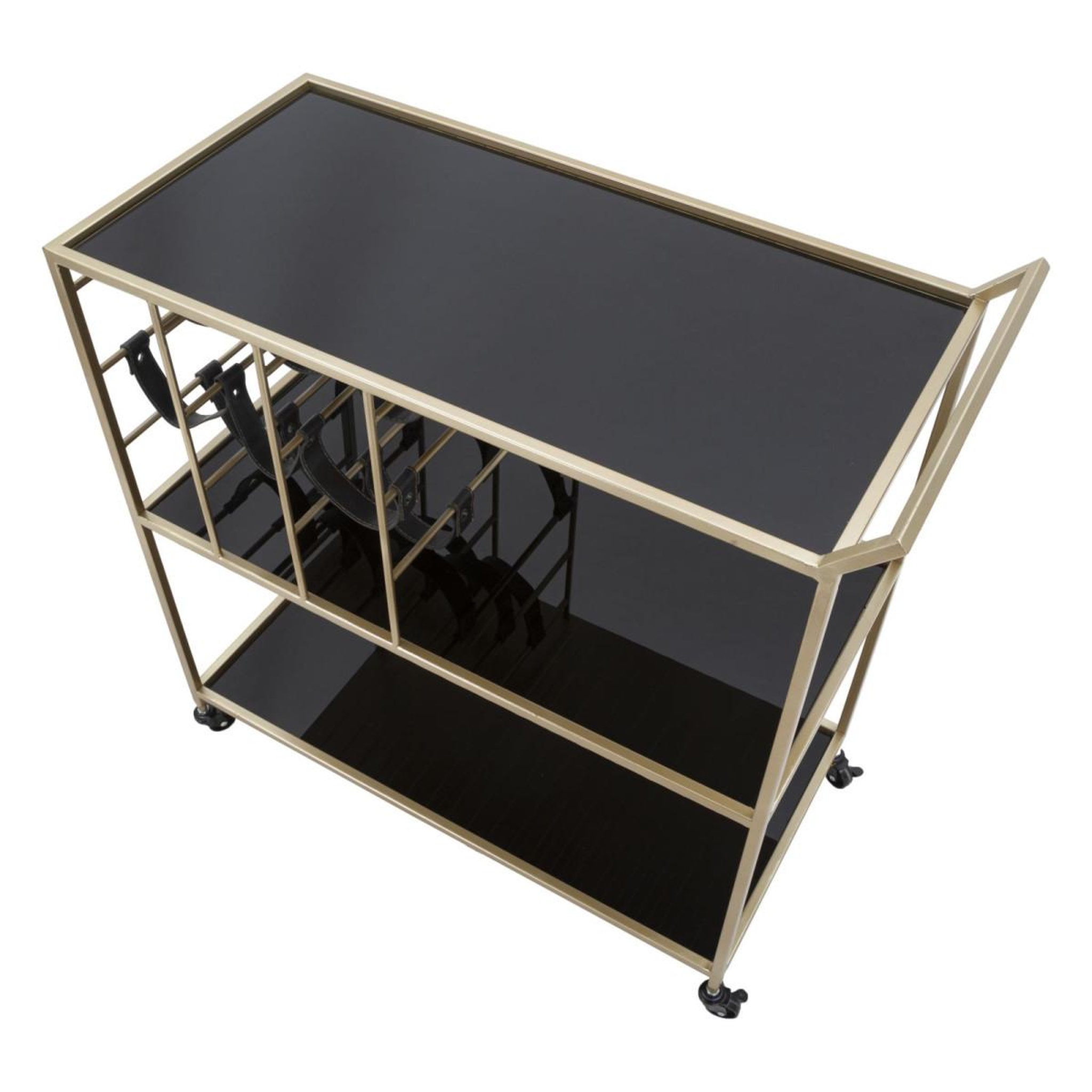 Voir la diapositive 4 : Paris Prix Desserte 3 niveaux avec porte-bouteilles  eli  82cm noir & or