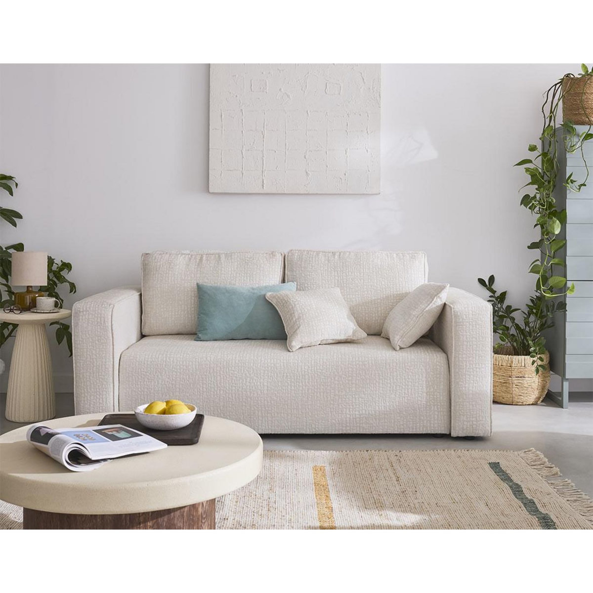 BEST MOBILIER Topaze - canapé droit 2 places - en tissu velours relief