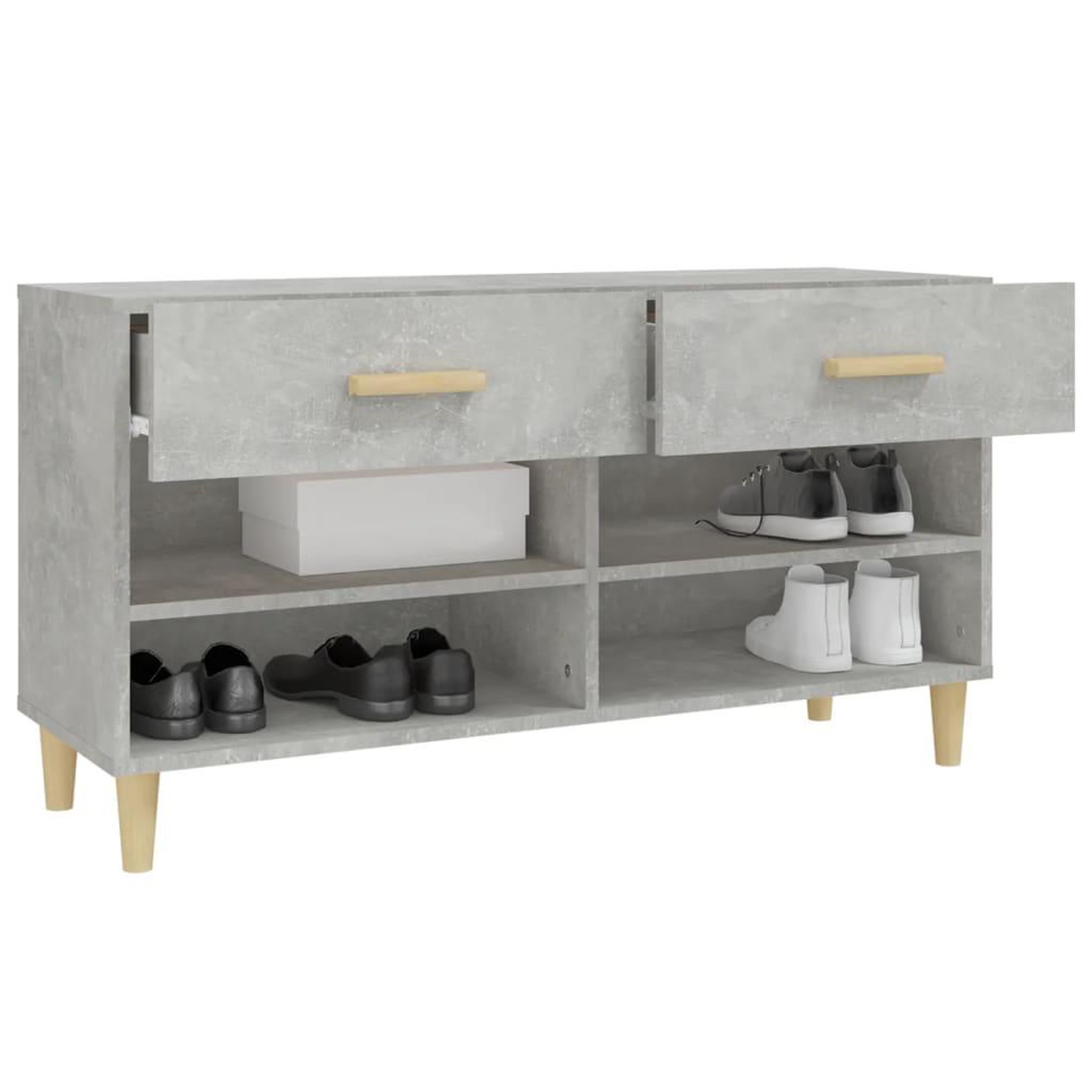 Voir la diapositive 5 : VIDAXL Armoire a chaussures Gris beton 102x35x55 cm Bois d'ingenierie