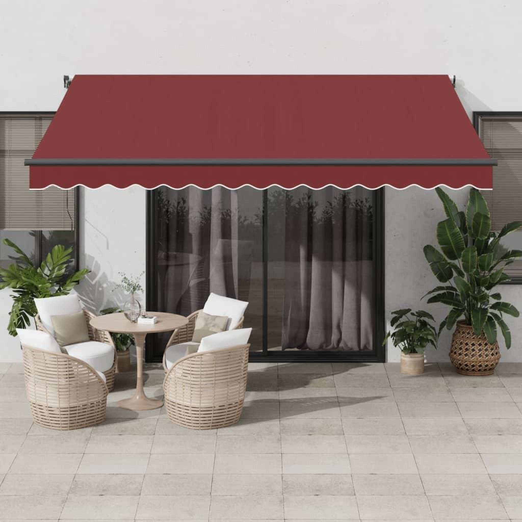 VIDAXL Auvent manuel retractable avec LED bordeaux 400x300 cm