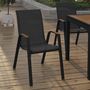 Voir la diapositive 2 : ID MARKET Lot de 4 chaises de jardin NOUMEA métal et textilène empilables noir et bois