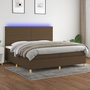 Voir la diapositive 1 : VIDAXL Sommier a lattes de lit matelas et LED Marron fonce 200x200 cm