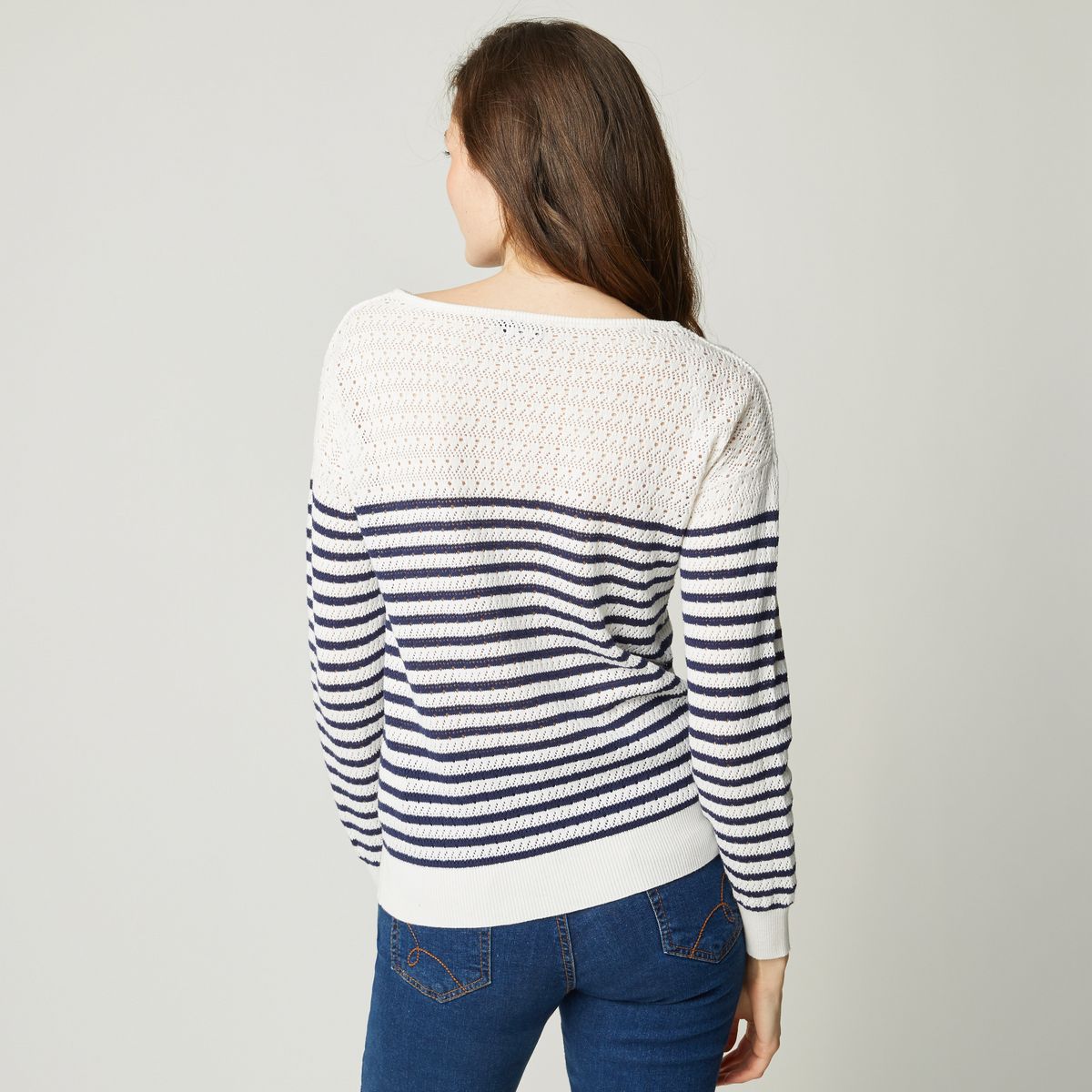 INEXTENSO Pull marinière col bateau femme