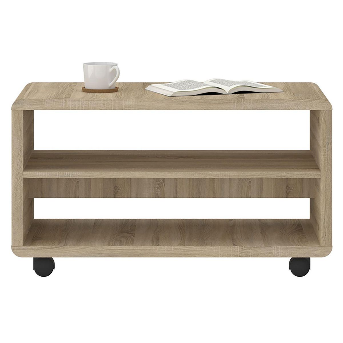 IDIMEX Meuble TV sur roulettes ISABA avec 2 niches, en mélaminé