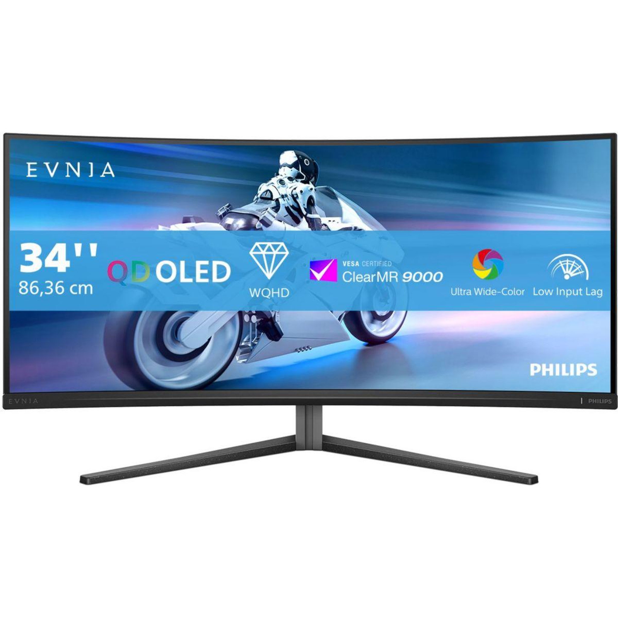 Philips Ecran PC Gamer Evnia 34M2C6500 34  Incurvé QHD 175Hz QD-OLED HDR 400 HDMI 2.1 Ambiglow