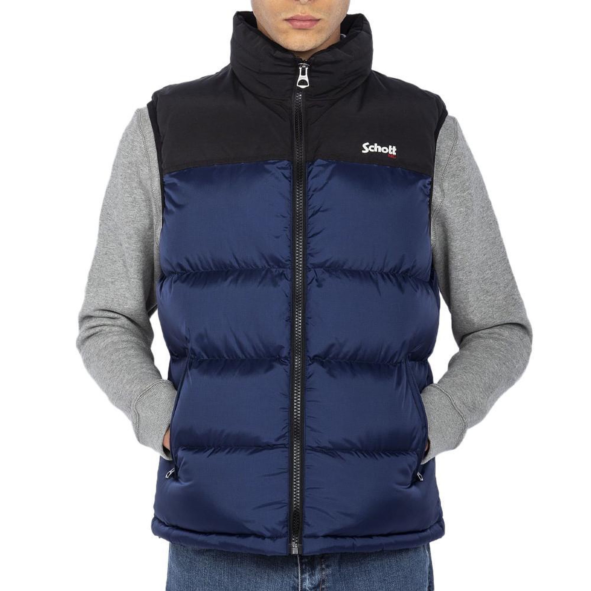 Schott Doudoune sans manche bleu homme schott utahv. Coloris disponibles : Bleu