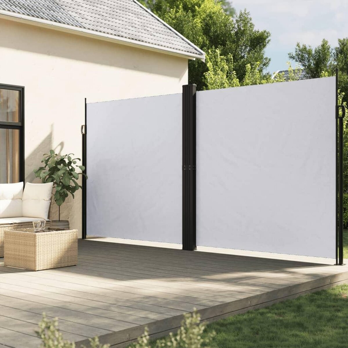 VIDAXL Auvent lateral retractable blanc 200x1000 cm