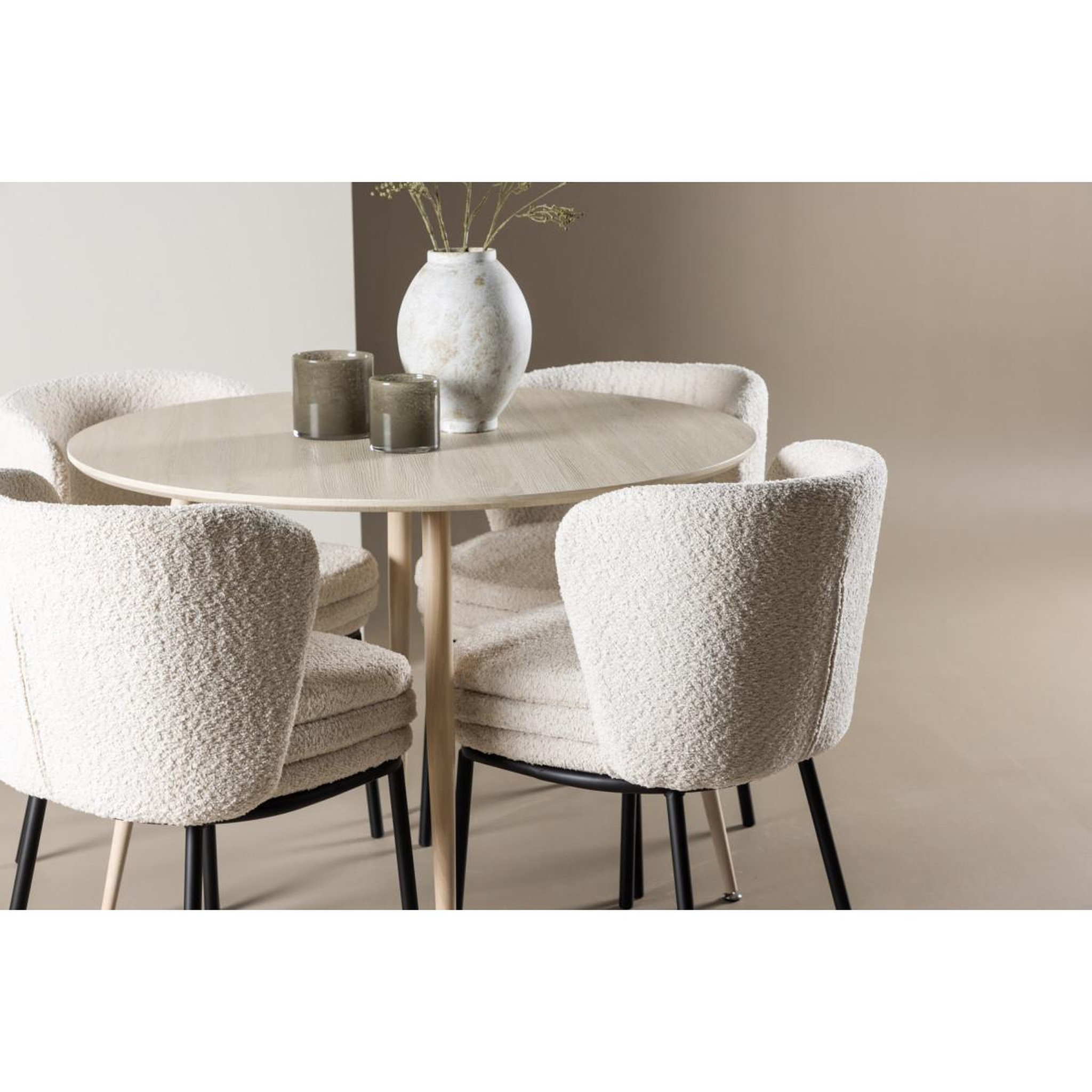 Voir la diapositive 4 : Paris Prix Ensemble table à manger & 4 chaises  plaza & agnes  100cm naturel & blanc
