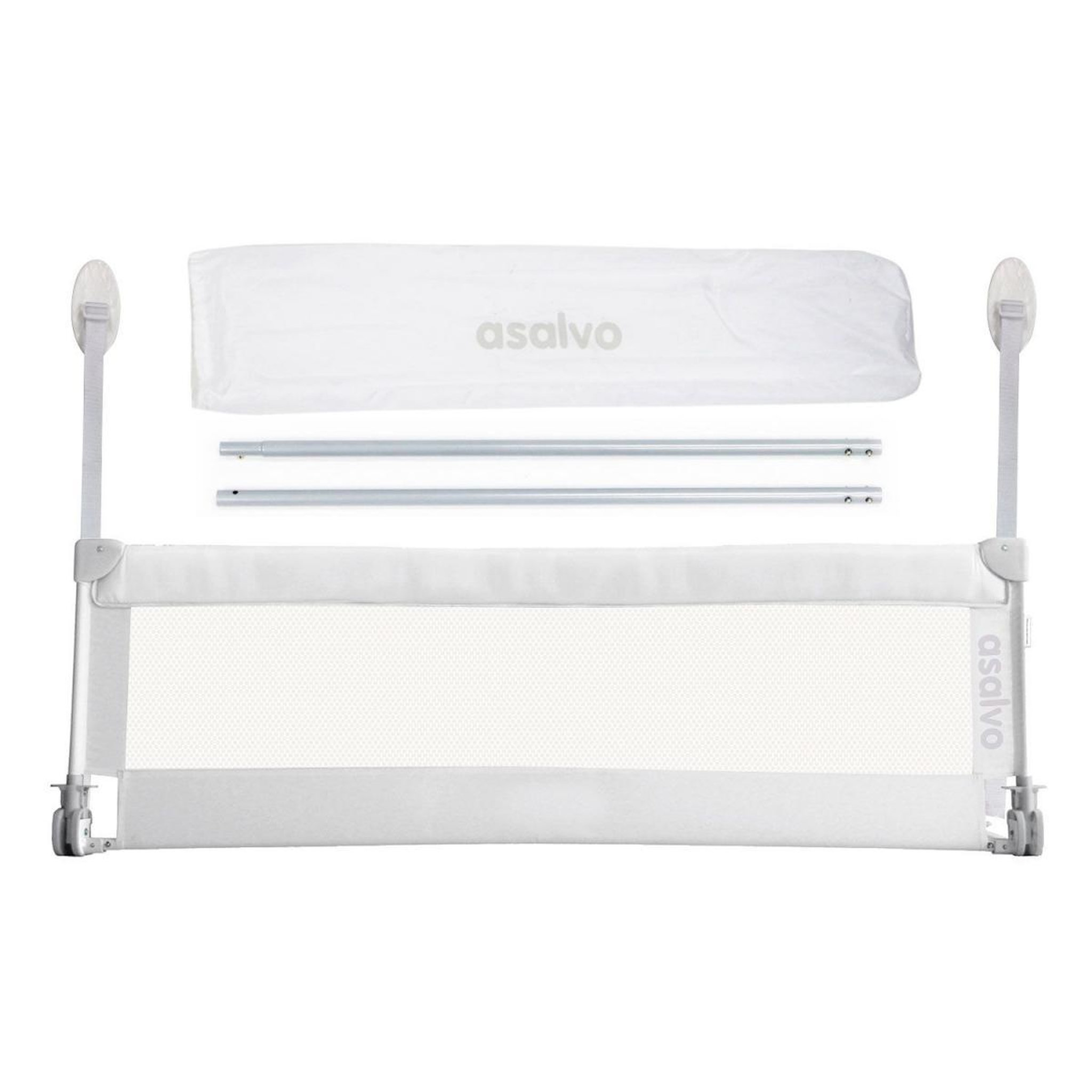 Voir la diapositive 2 : Asalvo Barrière de Lit Pliable 150 cm en Blanc - Sécurisez le Sommeil de Votre Enfant