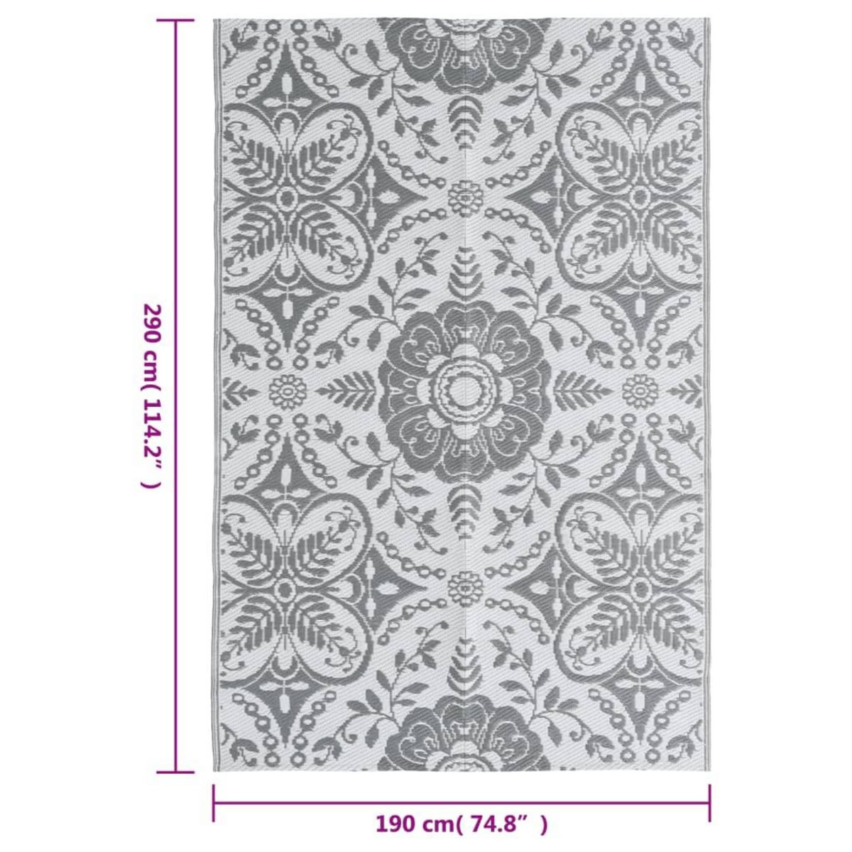 VIDAXL Tapis d'exterieur ARAKIL Gris clair 190x290 cm PP