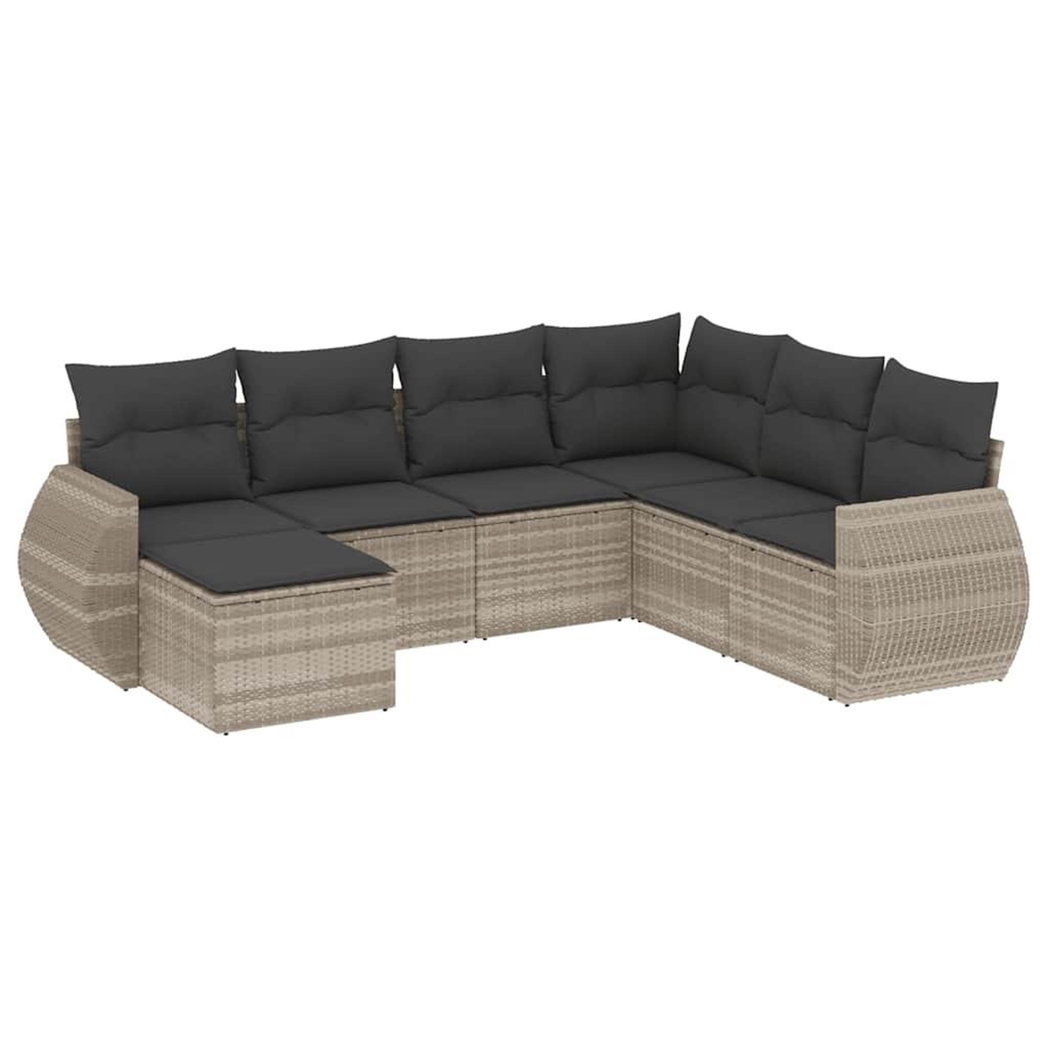 Voir la diapositive 2 : VIDAXL Salon de jardin avec coussins 7 pcs gris clair resine tressee