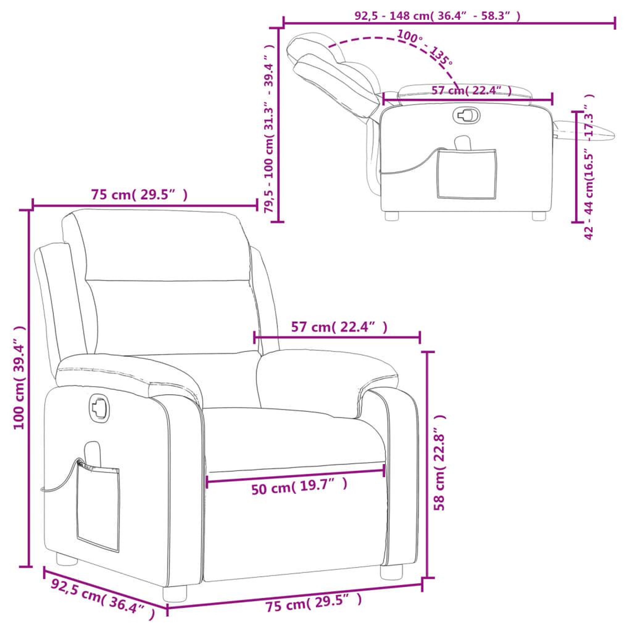 Voir la diapositive 6 : VIDAXL Fauteuil de massage inclinable Rouge bordeaux Tissu