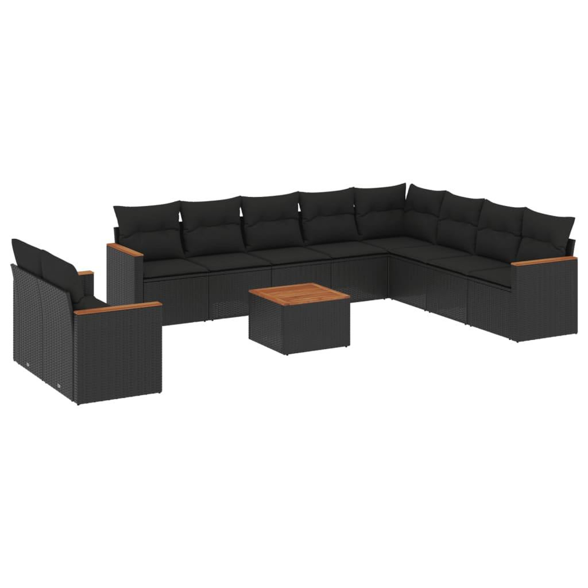 Voir la diapositive 2 : VIDAXL Salon de jardin 11 pcs avec coussins noir resine tressee
