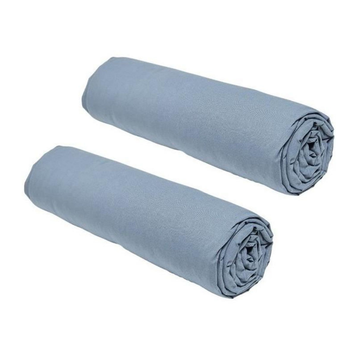 Today Lot de 2 draps housses TODAY Essential - 140 x 190 cm - 2 personnes - 100% Coton - Denim