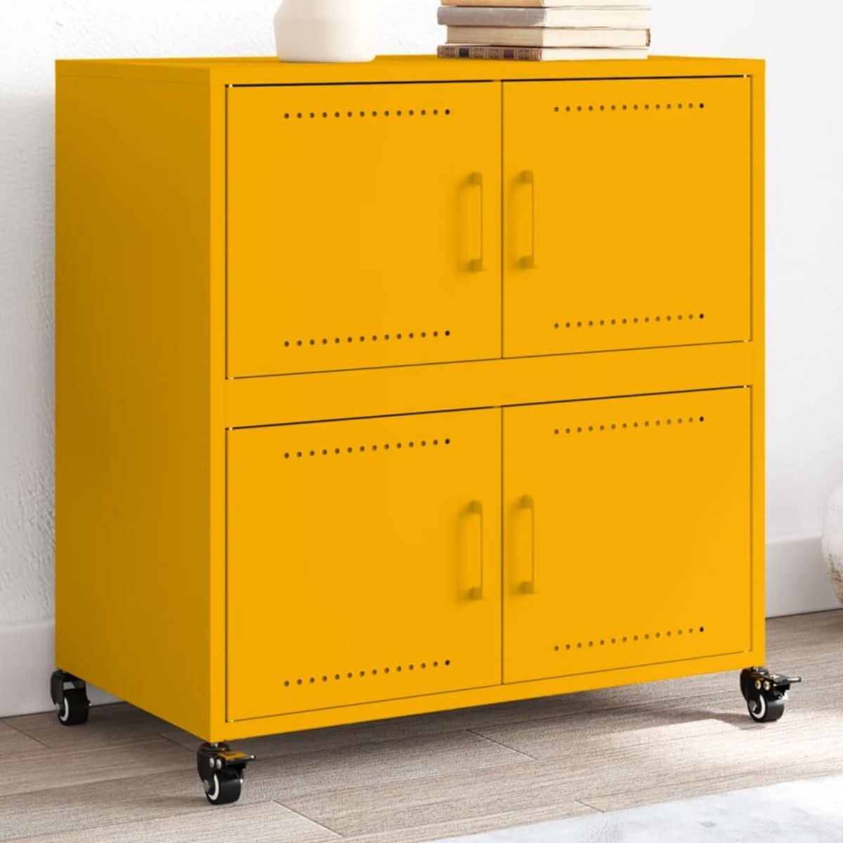 VIDAXL Buffet jaune moutarde 68x39x72 cm acier