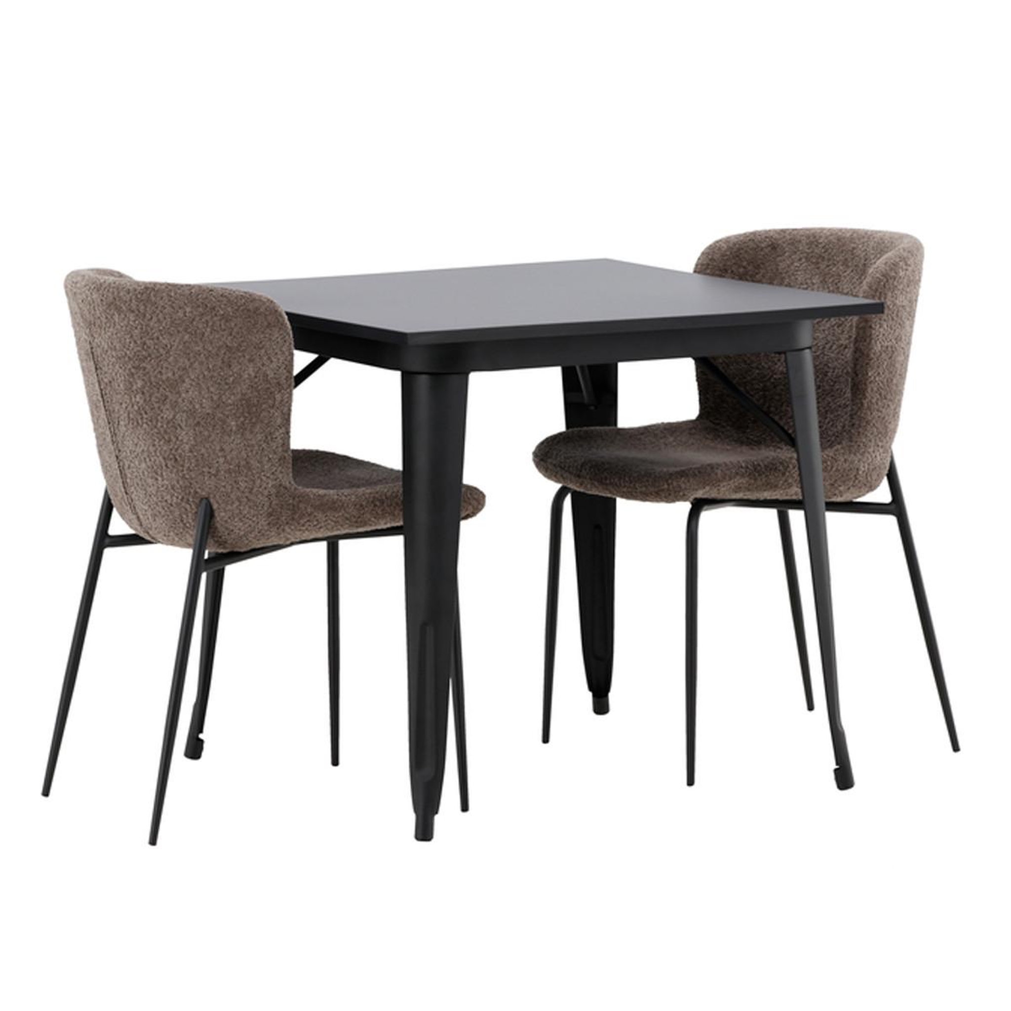 Paris Prix Ensemble table à manger & 2 chaises  tempe & modesto  80cm noir & marron