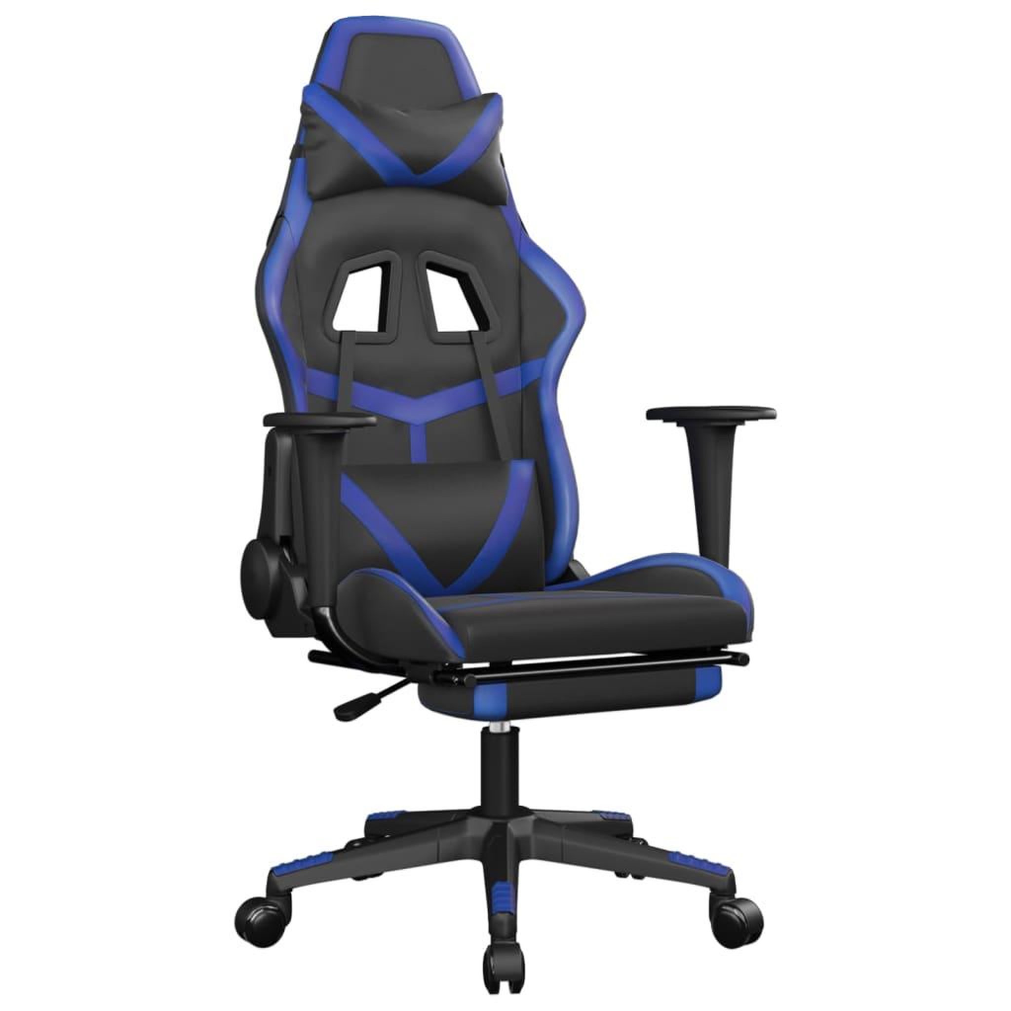 Voir la diapositive 2 : VIDAXL Chaise de jeu avec repose-pied Noir et bleu Similicuir