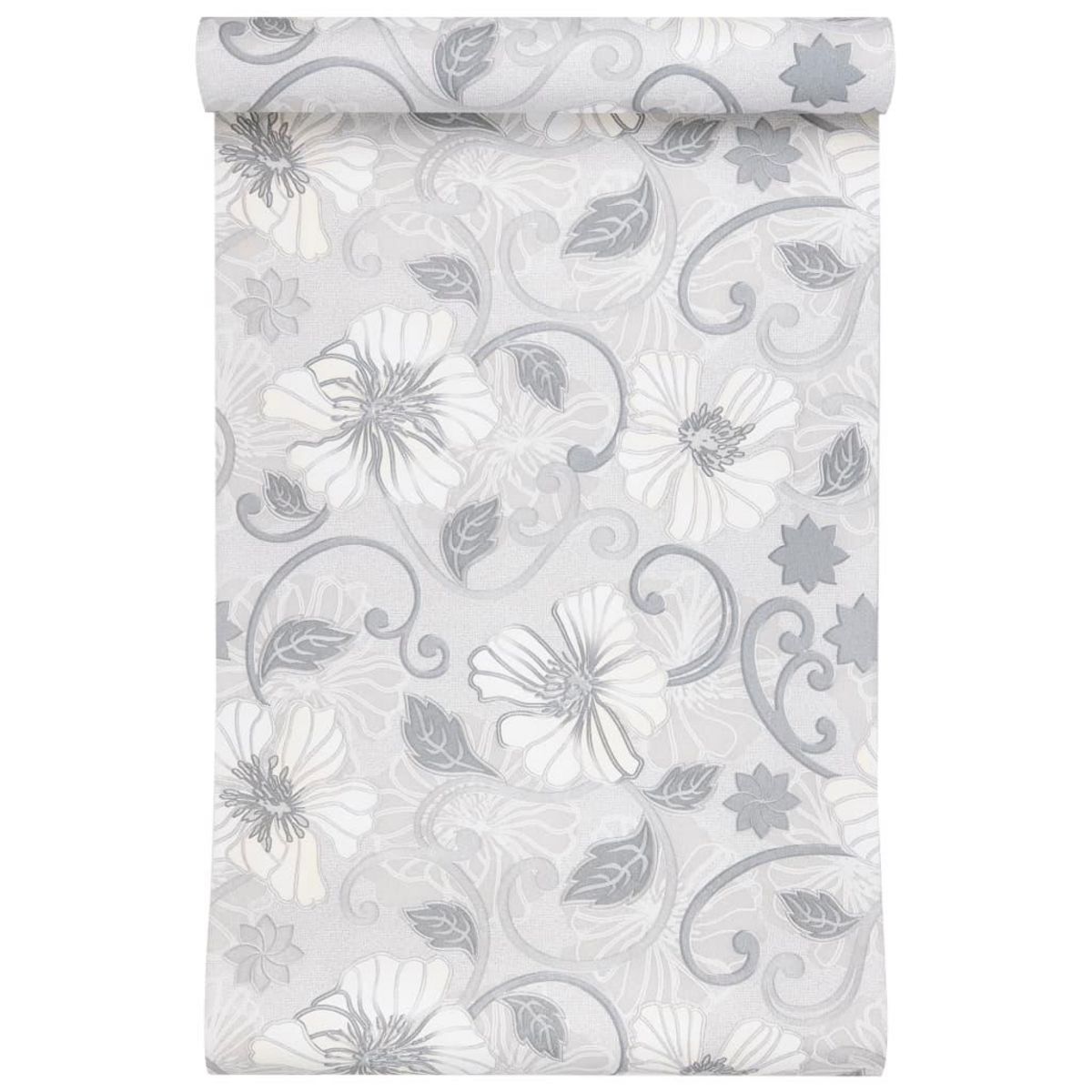 VIDAXL Papier peint 3D motif de fleur gris 10x0,53 m non tisse