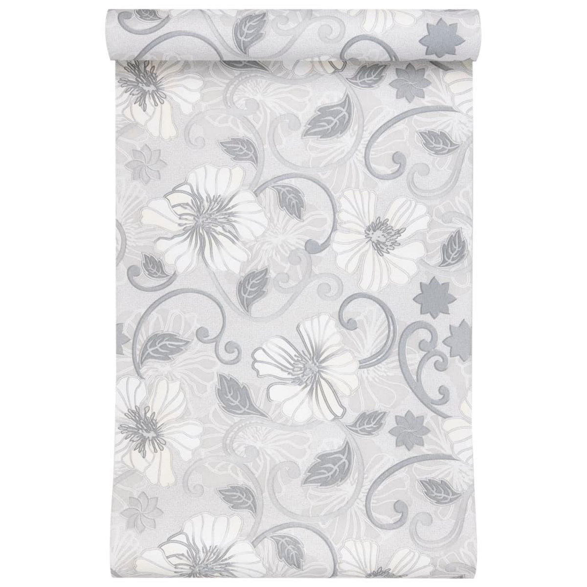 VIDAXL Papier peint 3D motif de fleur gris 10x0,53 m non tisse