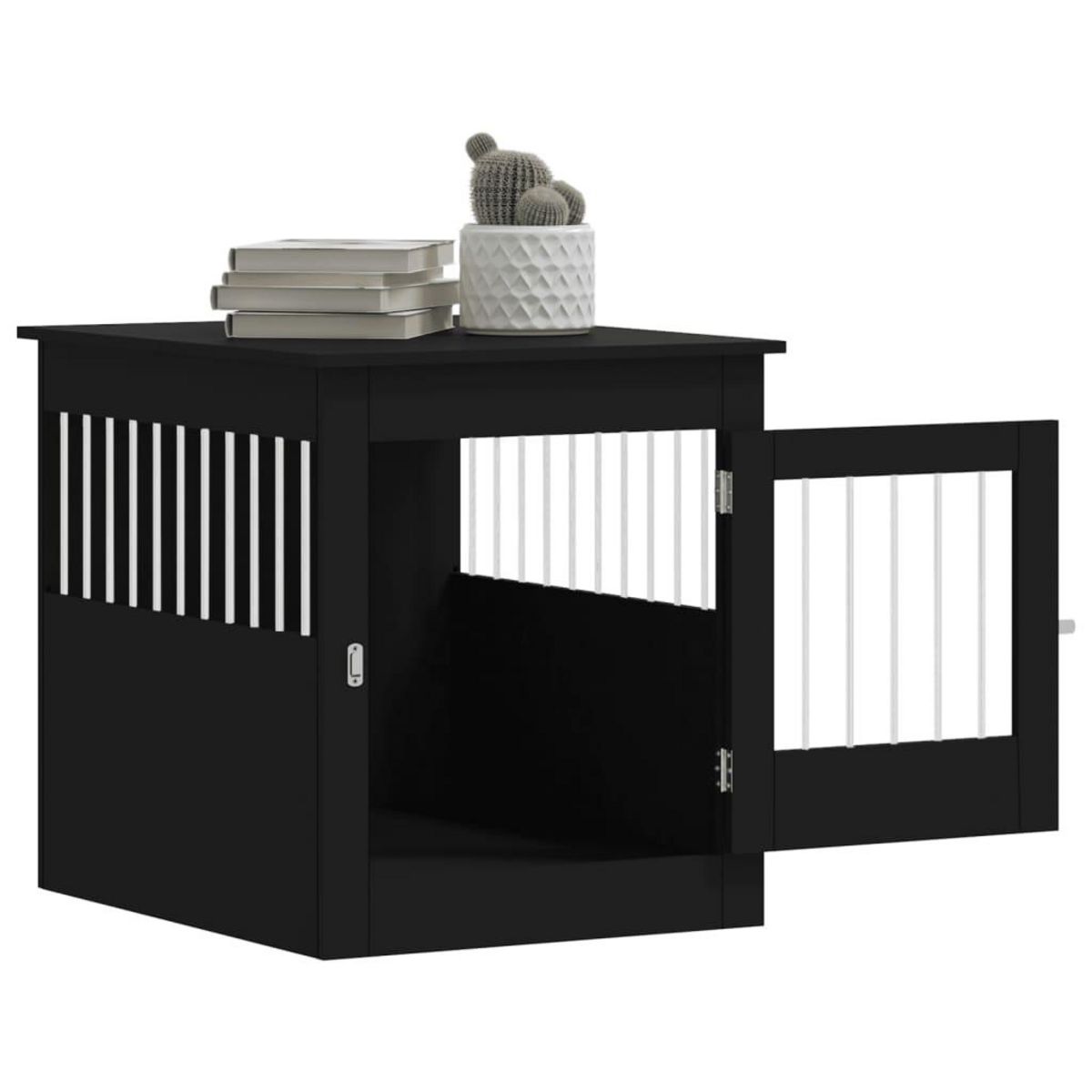 VIDAXL Meuble de cage pour chiens noir 64,5x80x71 cm bois d'ingenierie