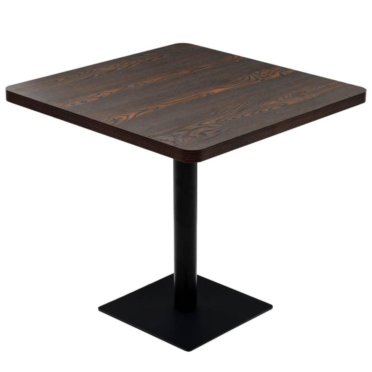 VIDAXL Table de bistro MDF et acier Carre 80 x 80 x 75 cm Frene fonce