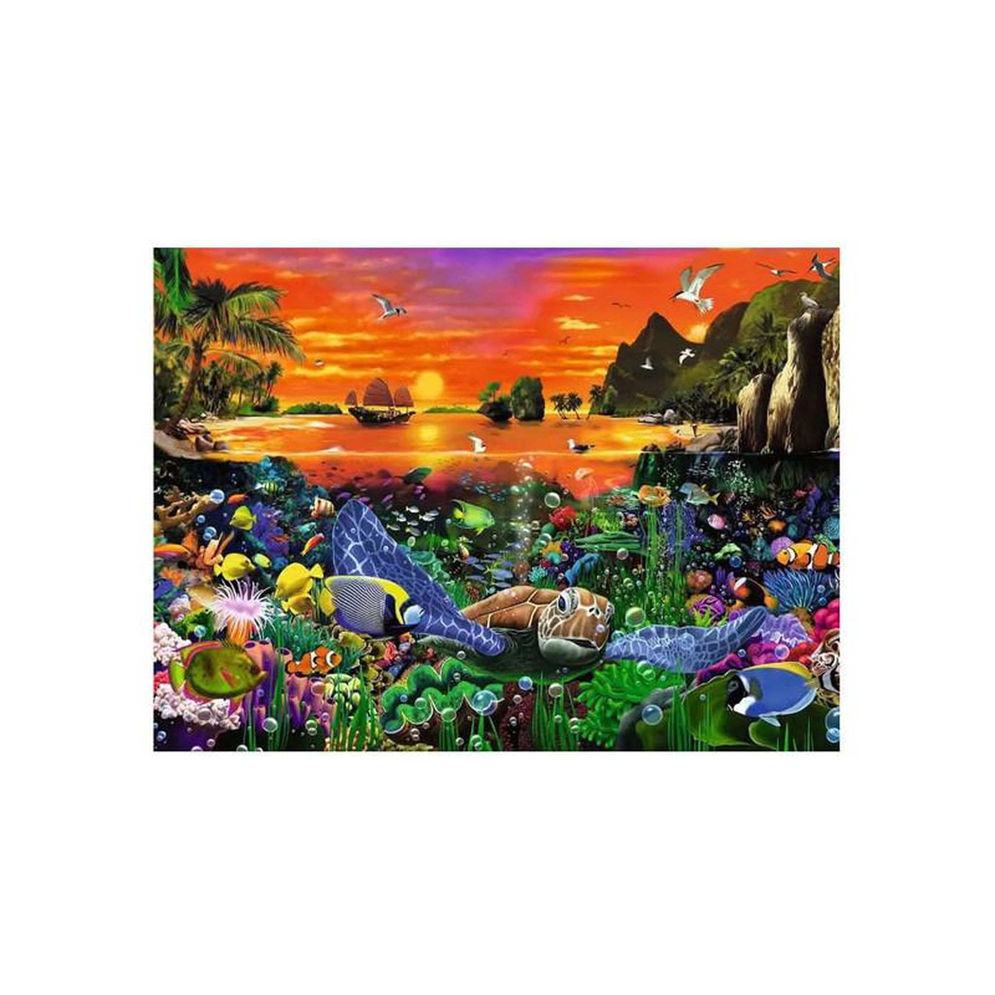 Voir la diapositive 2 : RAVENSBURGER Ravensburger - Jigsaw Puzzle Turtle In The Reef, 500pcs. 120002253