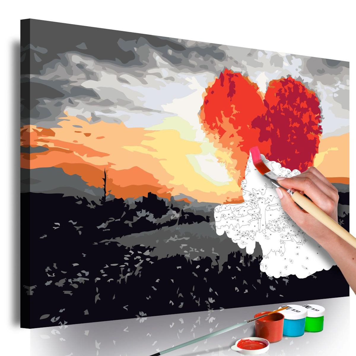 Paris Prix Tableau à Peindre Soi-Même  Arbre en Forme de Coeur Lever de Soleil  40x60cm