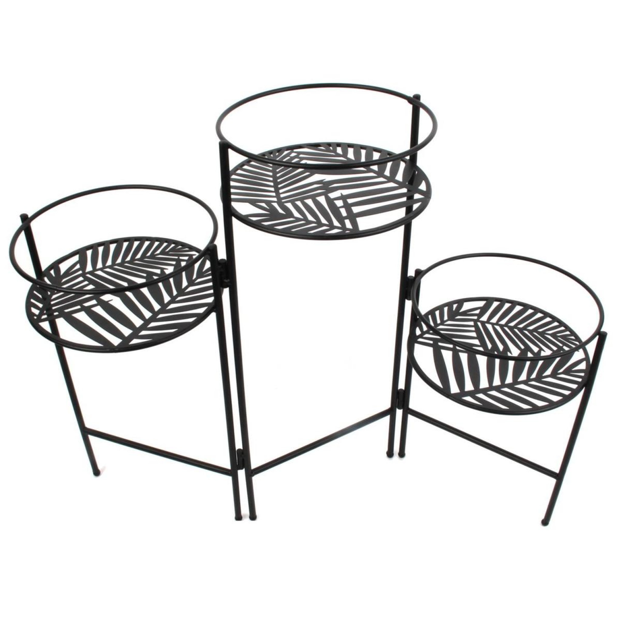 The Home Deco Factory Porte-Plantes 3 Niveaux  Éventail  66cm Noir