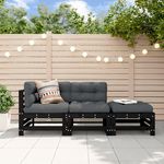 VIDAXL Salon de jardin 3 pcs noir bois massif de pin