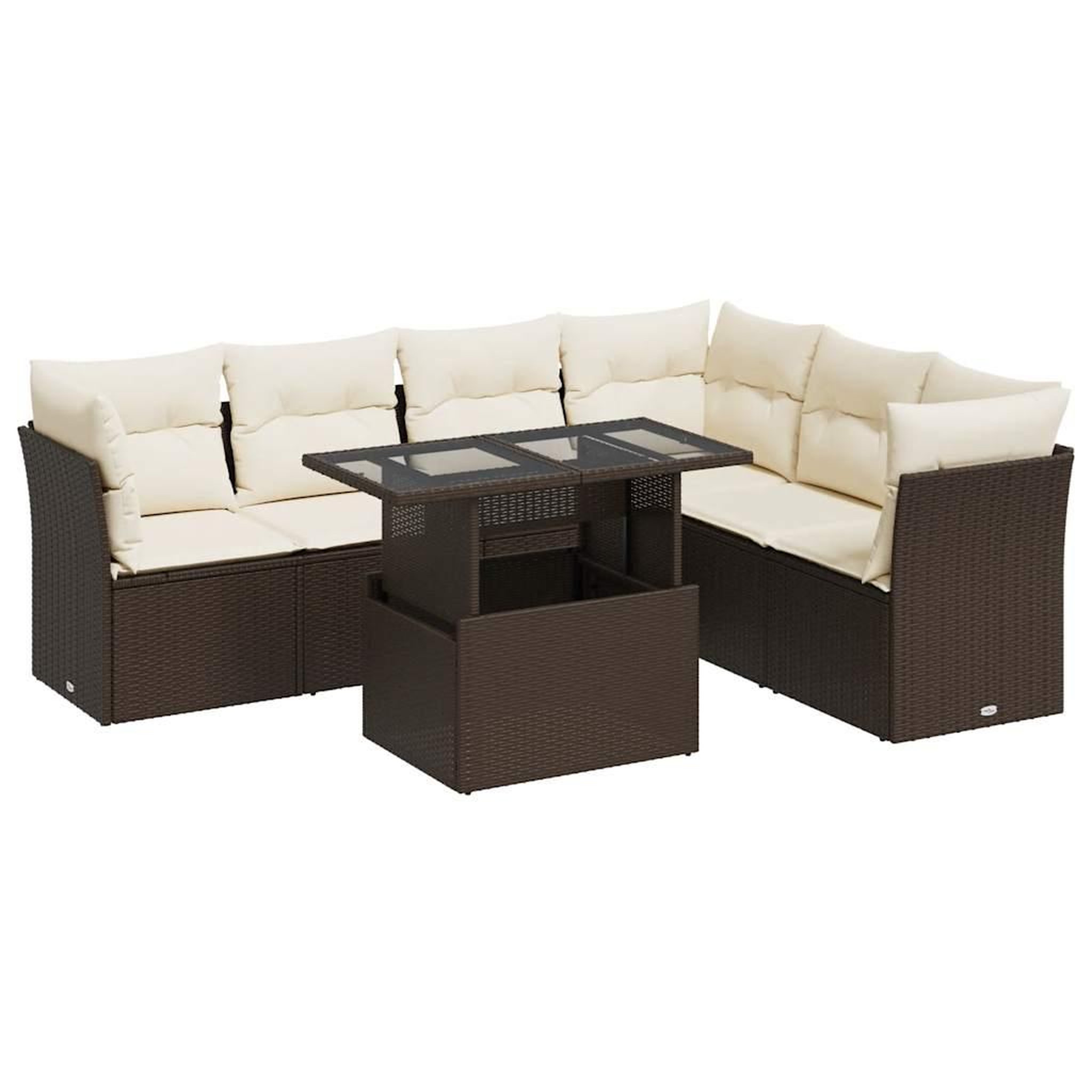 Voir la diapositive 2 : VIDAXL Salon de jardin avec coussins 7 pcs marron resine tressee