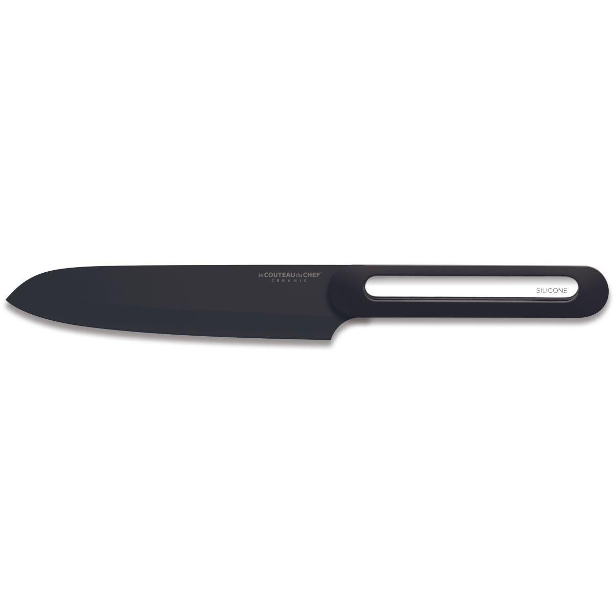 LE COUTEAU DU CHEF Couteau japonais silicone manche - lame noir Blister Pegb