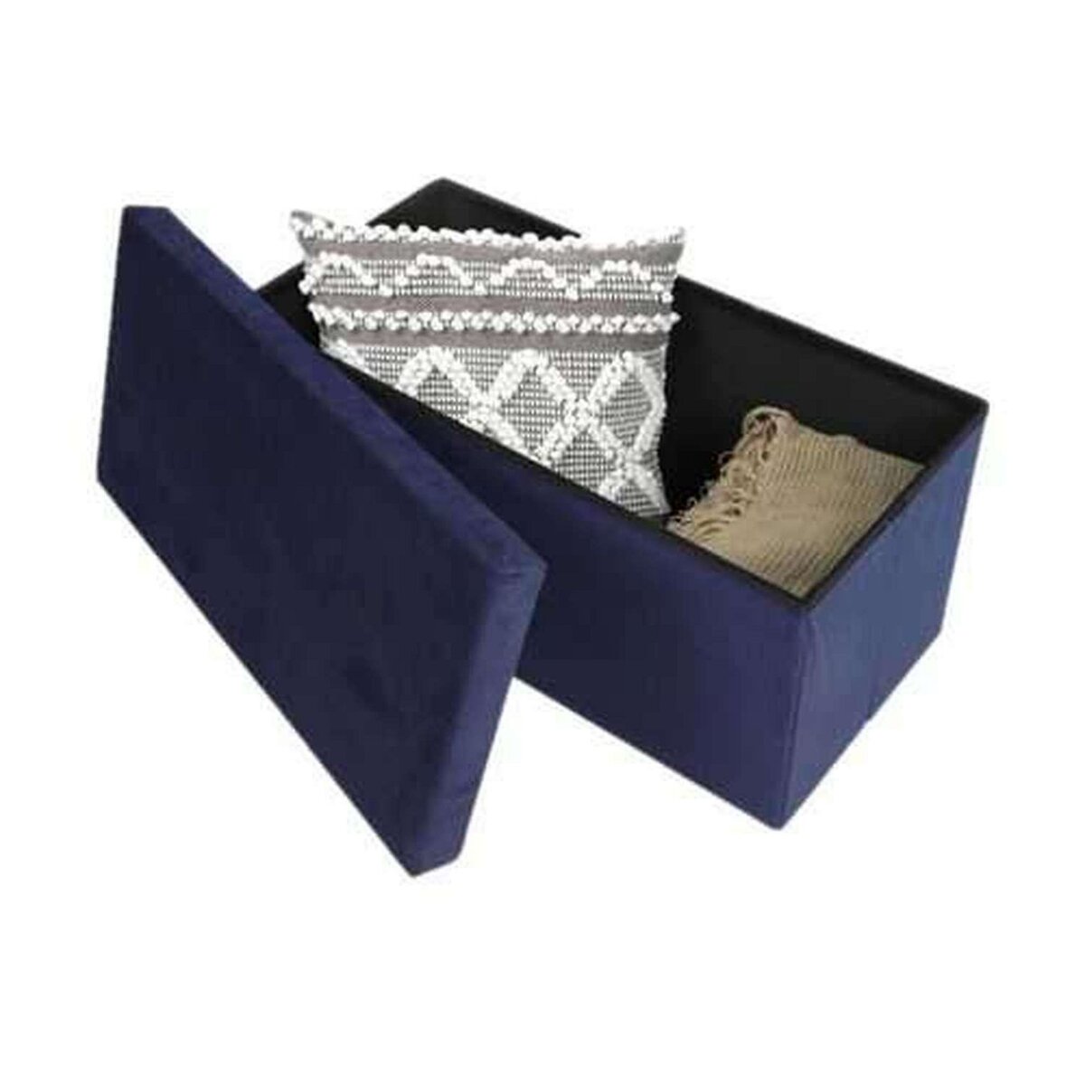 DIVERS Banc de rangement pliable Kube en velours côtelé - Bleu