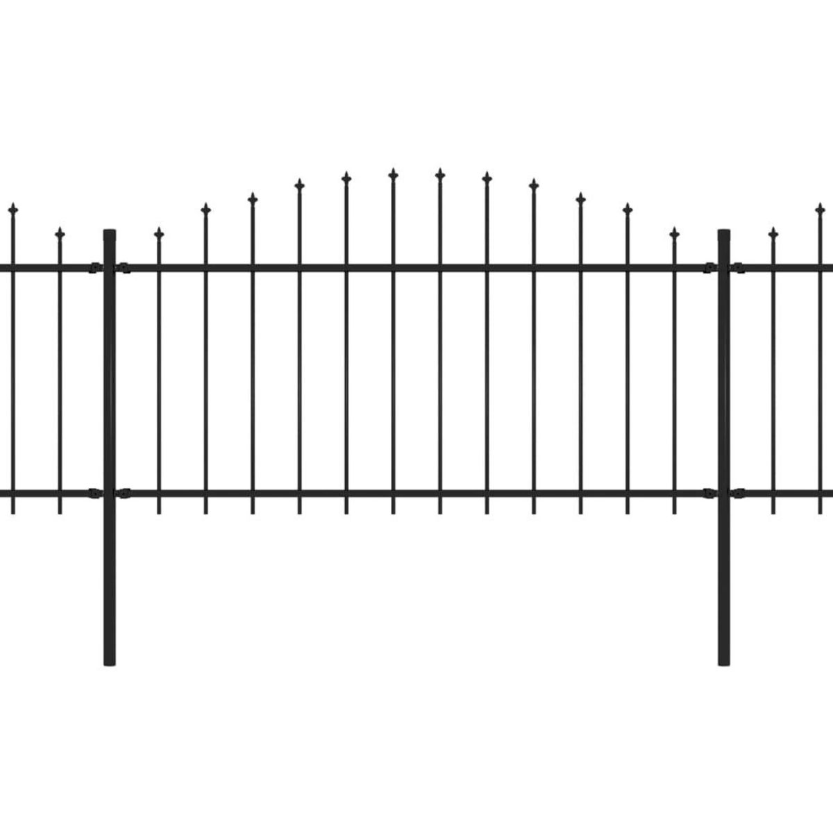 VIDAXL Cloture de jardin a dessus en lance Acier (1,25-1,5)x10,2m Noir