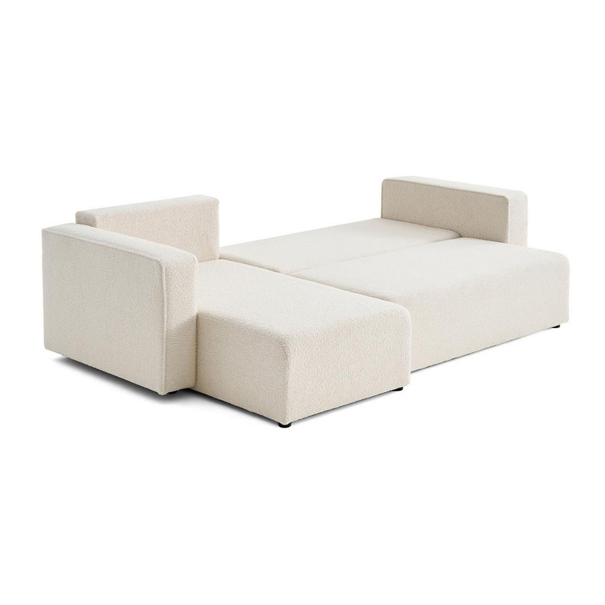 BEST MOBILIER Topaze - canapé d'angle réversible - 4 places - convertible avec coffre - en tissu bouclette