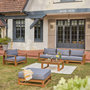 Voir la diapositive 2 : SWEEEK Salon de jardin en bois d'acacia 5 places - Mendoza - Canapé, fauteuils et table basse en acacia, 6 éléments modulables, design