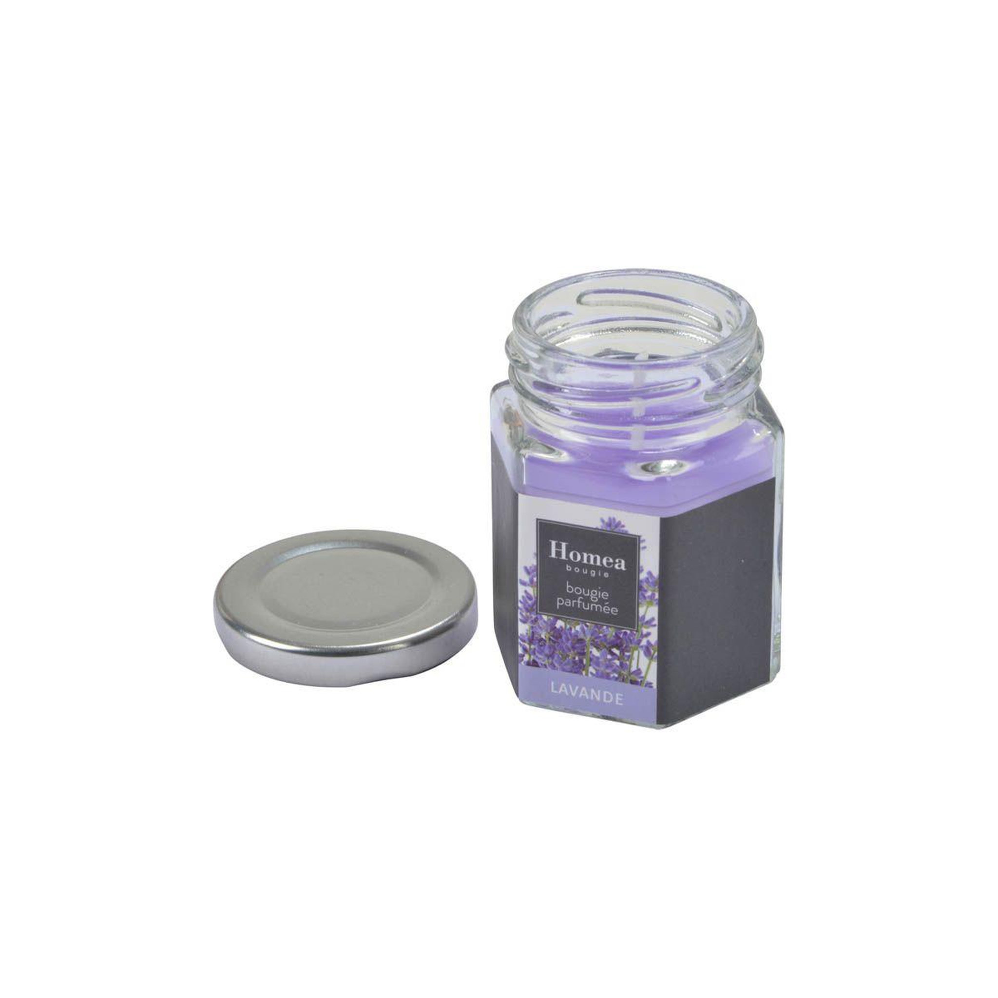Voir la diapositive 2 : HOMEA Bougie verrine parfumée  essentiel ii  7cm lavande