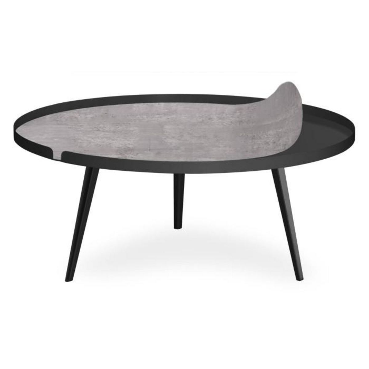 Paris Prix Table Basse à Rebord 2 Covers  Texture  90cm Noir