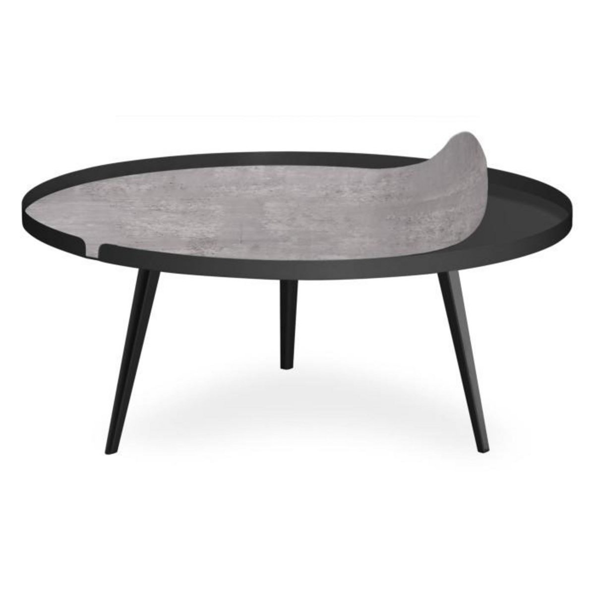 Paris Prix Table Basse à Rebord 2 Covers  Texture  90cm Noir