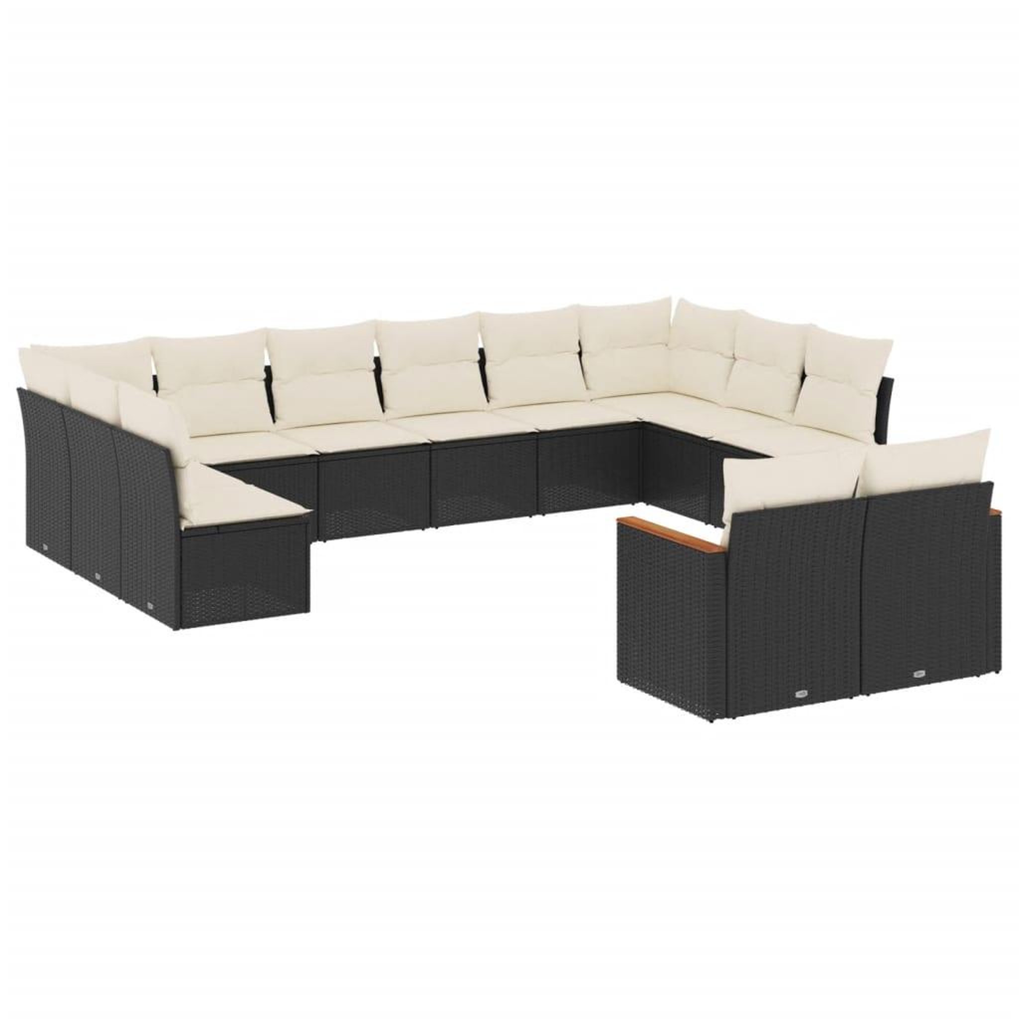 Voir la diapositive 2 : VIDAXL Salon de jardin 12 pcs avec coussins noir resine tressee