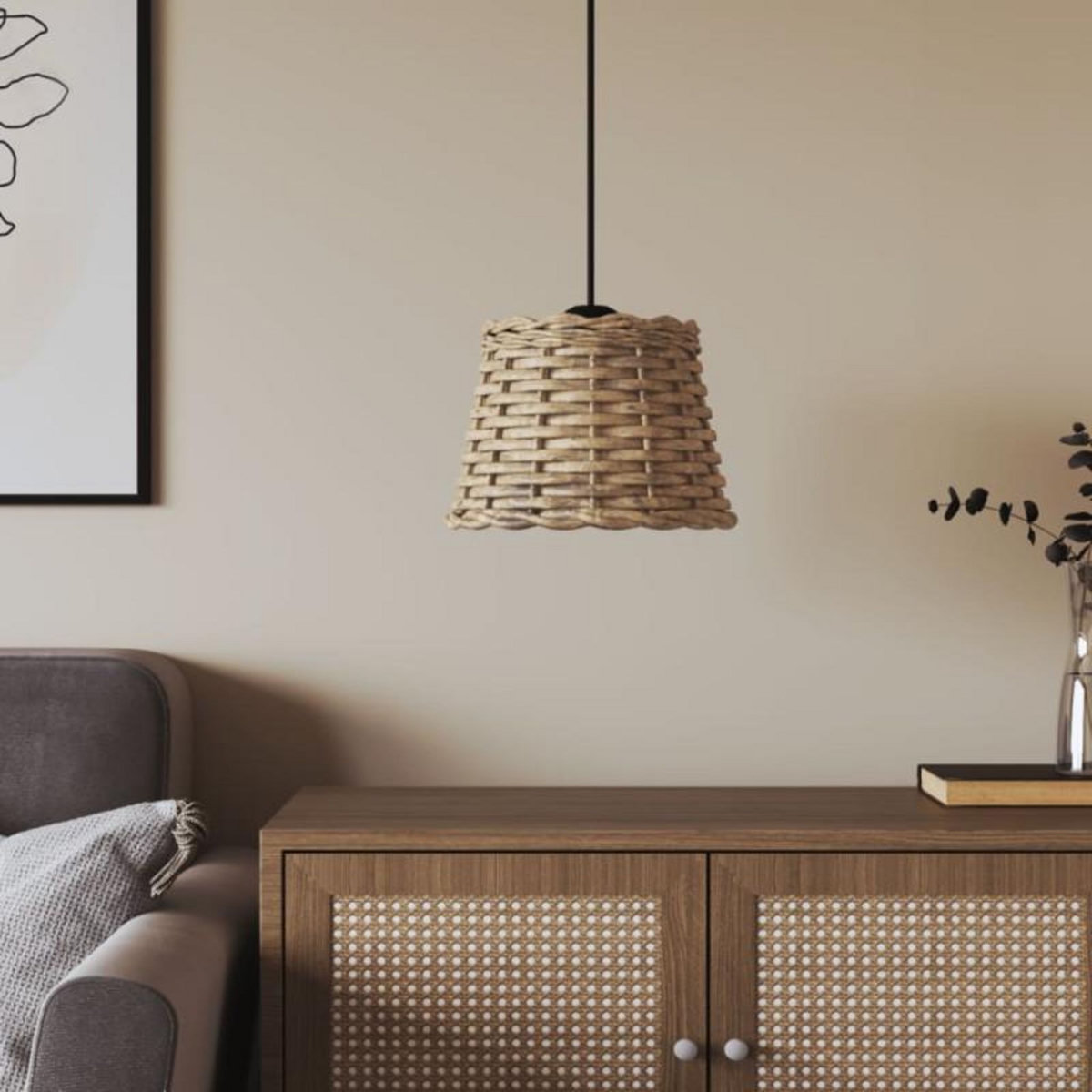 VIDAXL Abat jour de plafonnier marron Ø20x15 cm osier