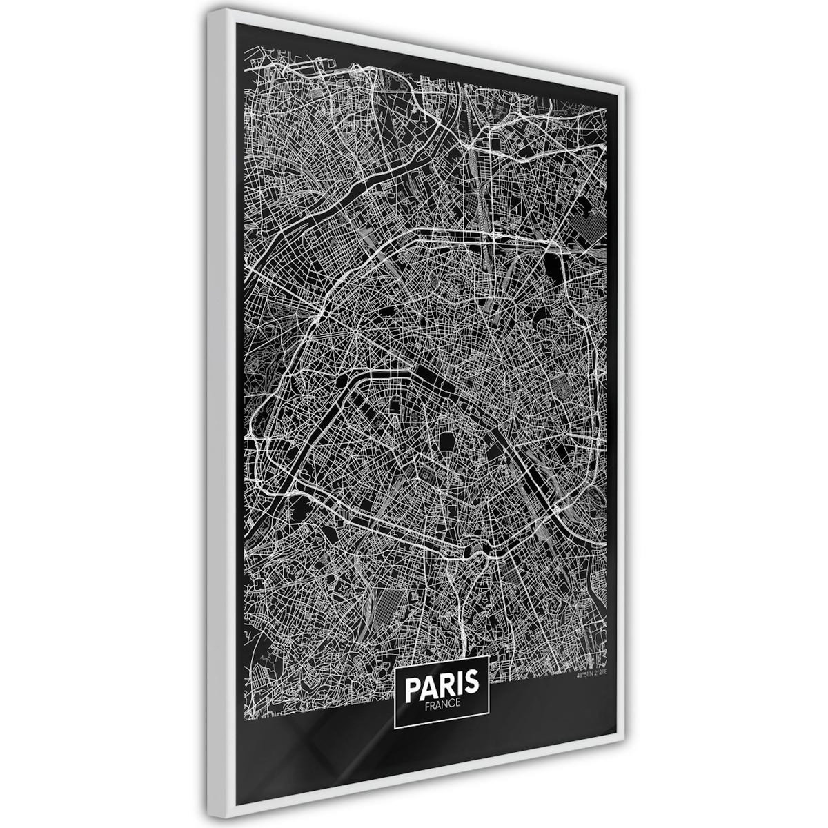 Paris Prix Affiche Murale Encadrée  City Map Paris Dark